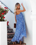 Rosha Printed Strapless Tie Maxi Dress
