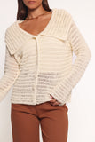 Lyra Large Collar Cardigan White
