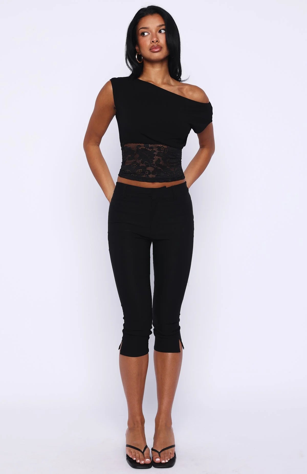 Mesmerised Eyes Off Shoulder Top Black