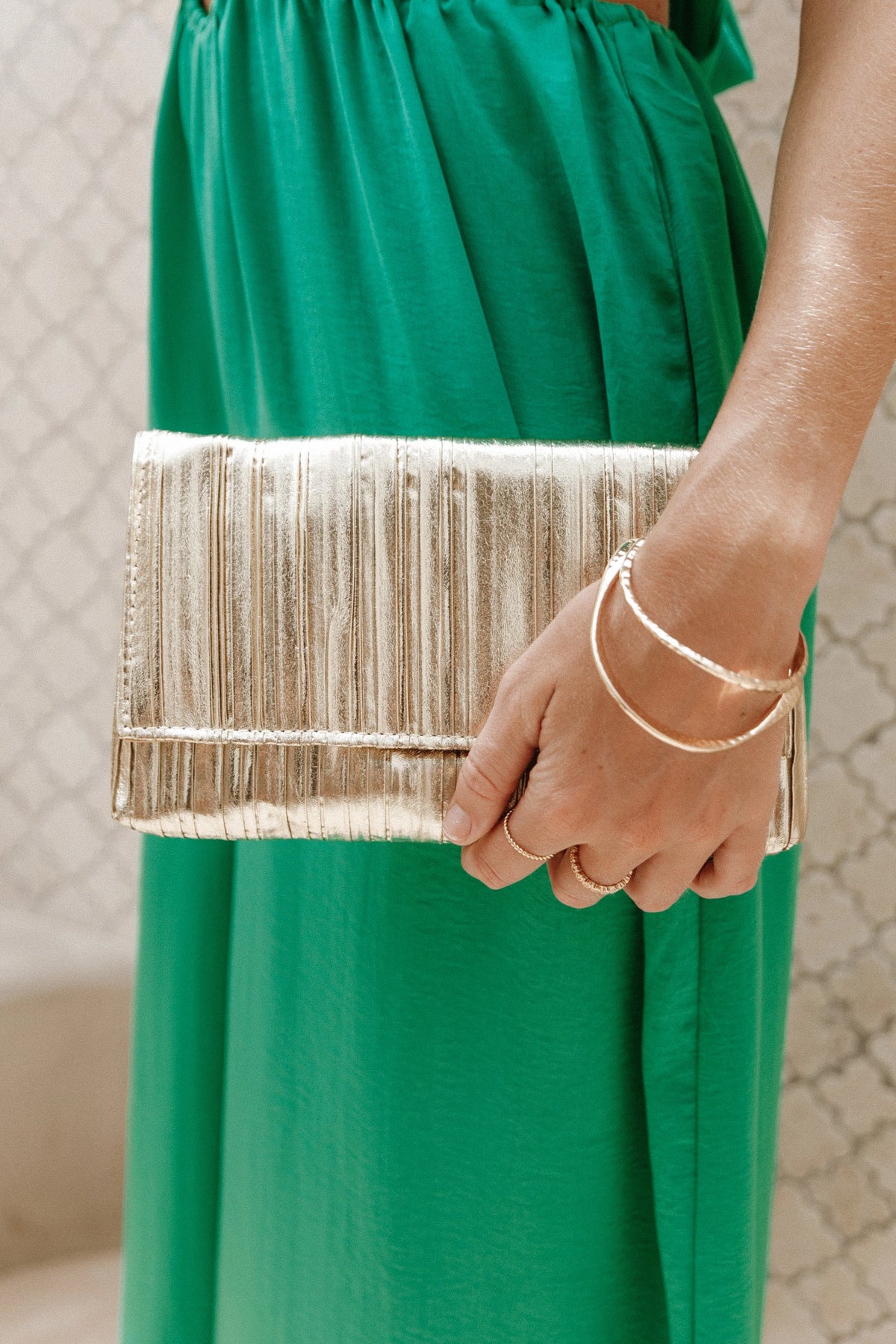 Gemma Ruched Clutch Gold