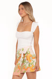 Calypso Wrap Mini Skirt Yellow Spring Floral
