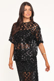 Yonder Sheer Lace Tee Top Black
