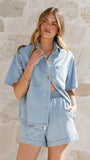 Adia Top and Shorts Set Light Blue Denim