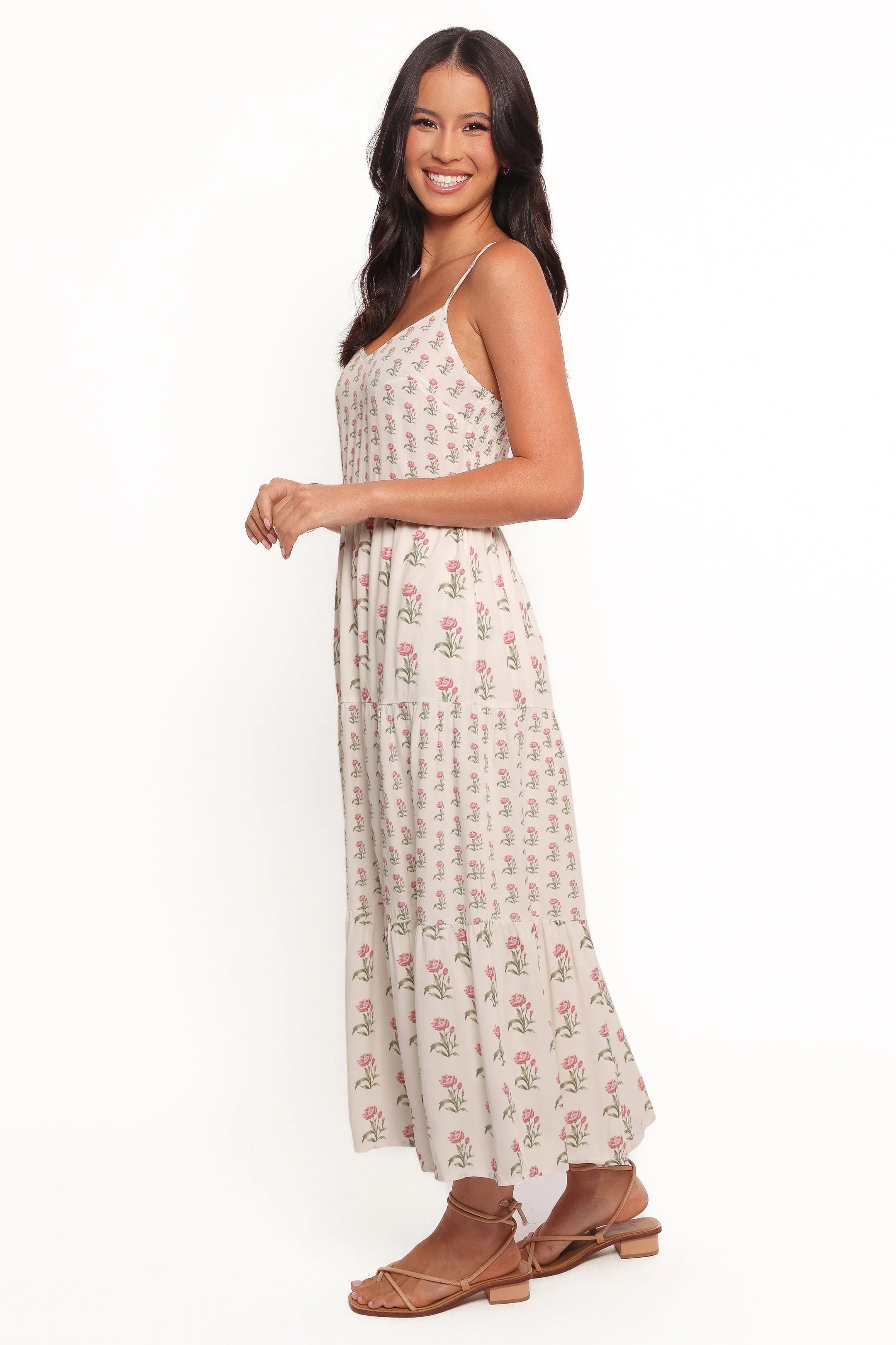 Echo Midi Dress White Pink