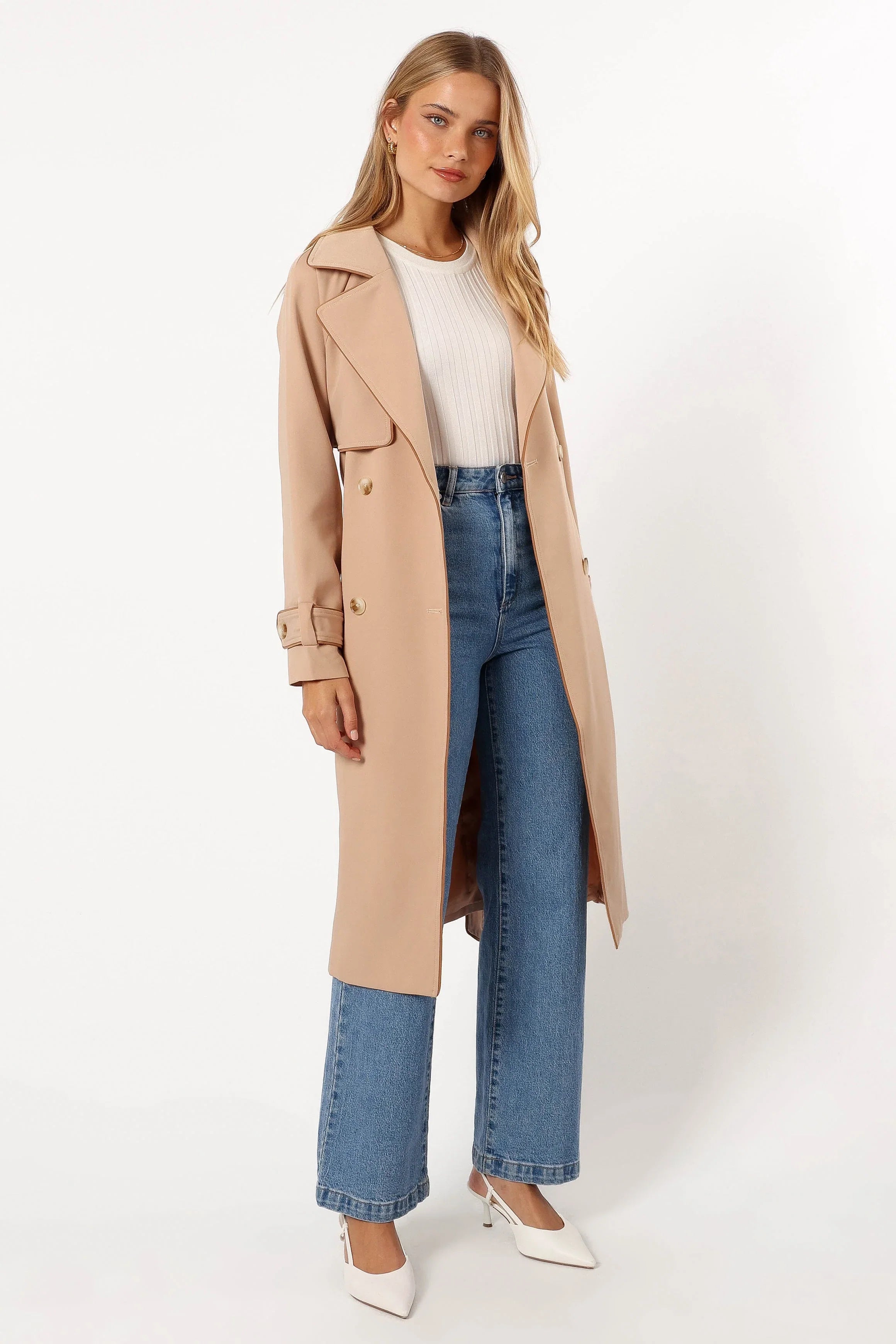 Cayenne Contrast Binding Trench Coat Camel