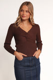 Demi Twist Detail Knit Top Brown