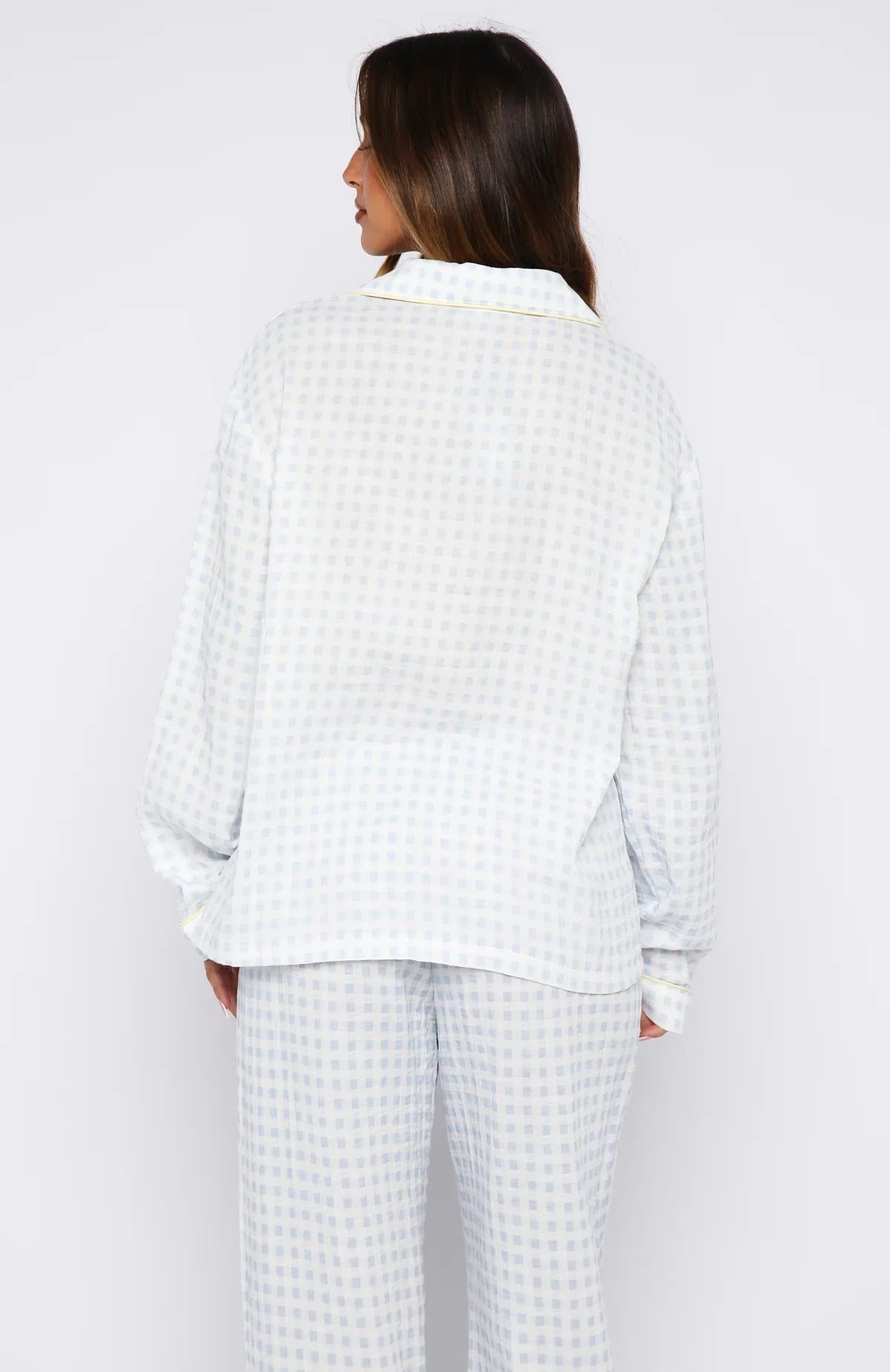 Shes Got This Long Sleeve Pyjama Top Sky Blue Gingham