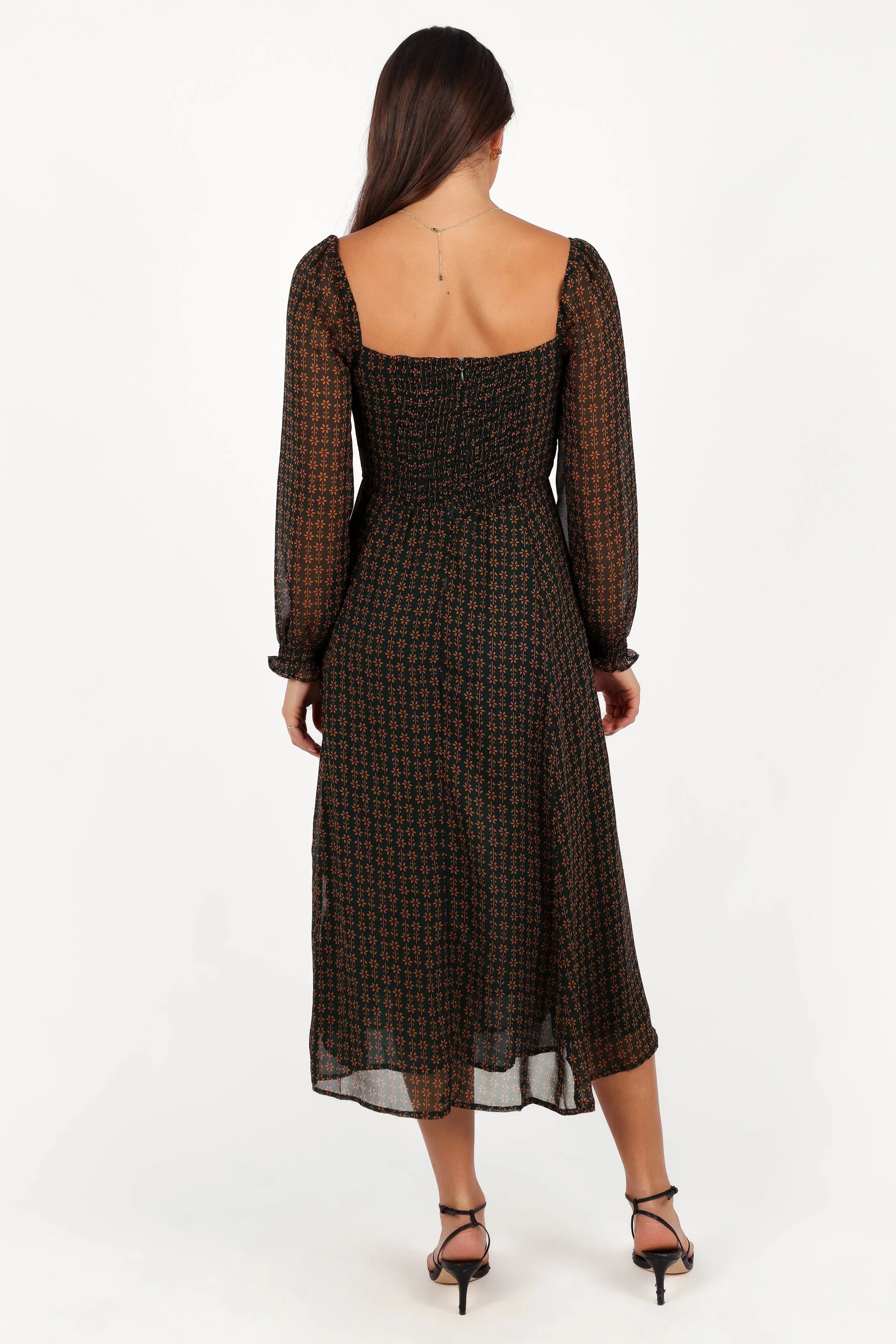 Ettie Long Sleeve Midi Dress Pine Tan