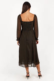Ettie Long Sleeve Midi Dress Pine Tan