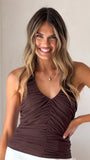 Kylie Halter Neck Top Chocolate