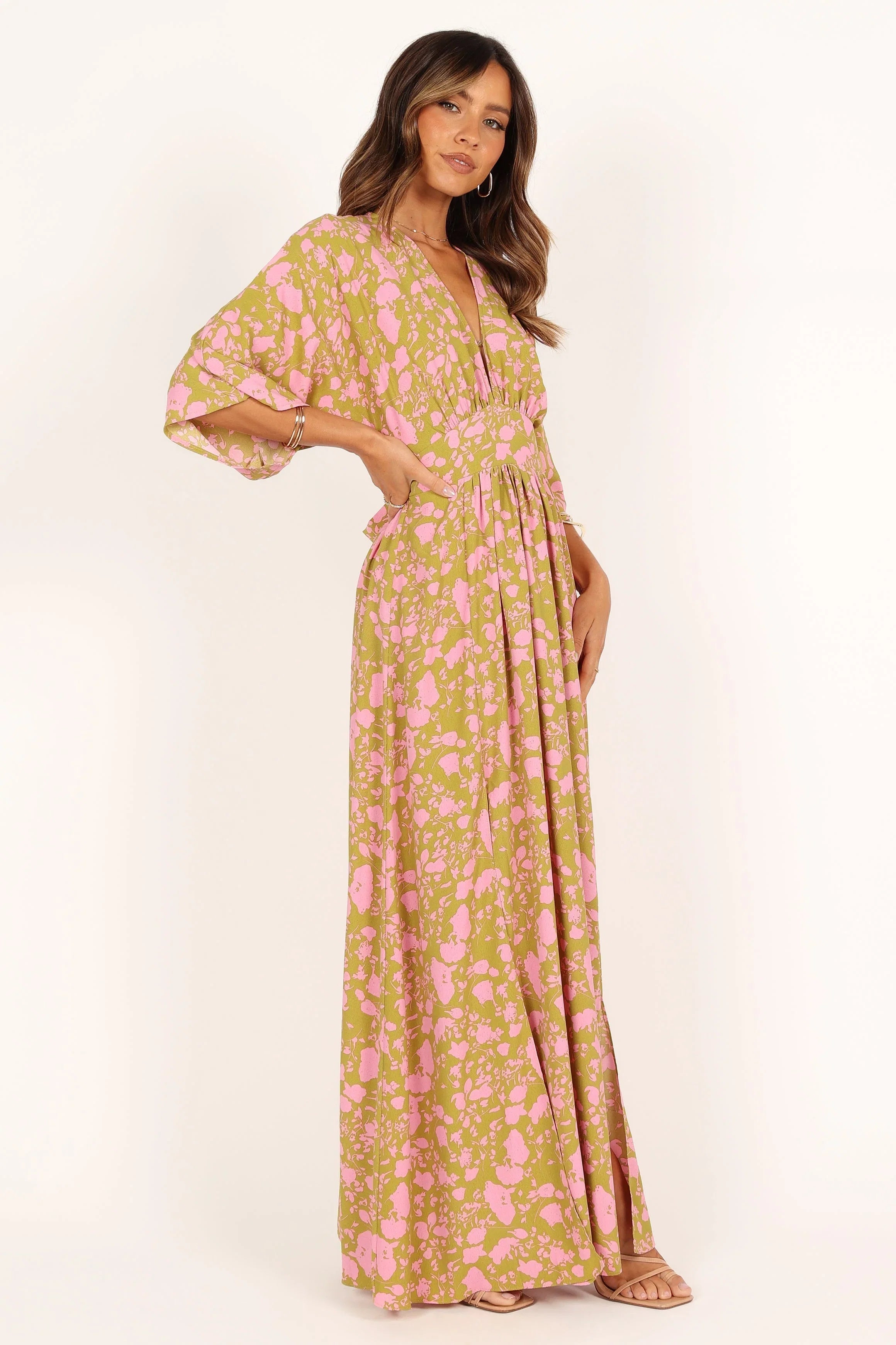 Fran Maxi Dress Green Pink