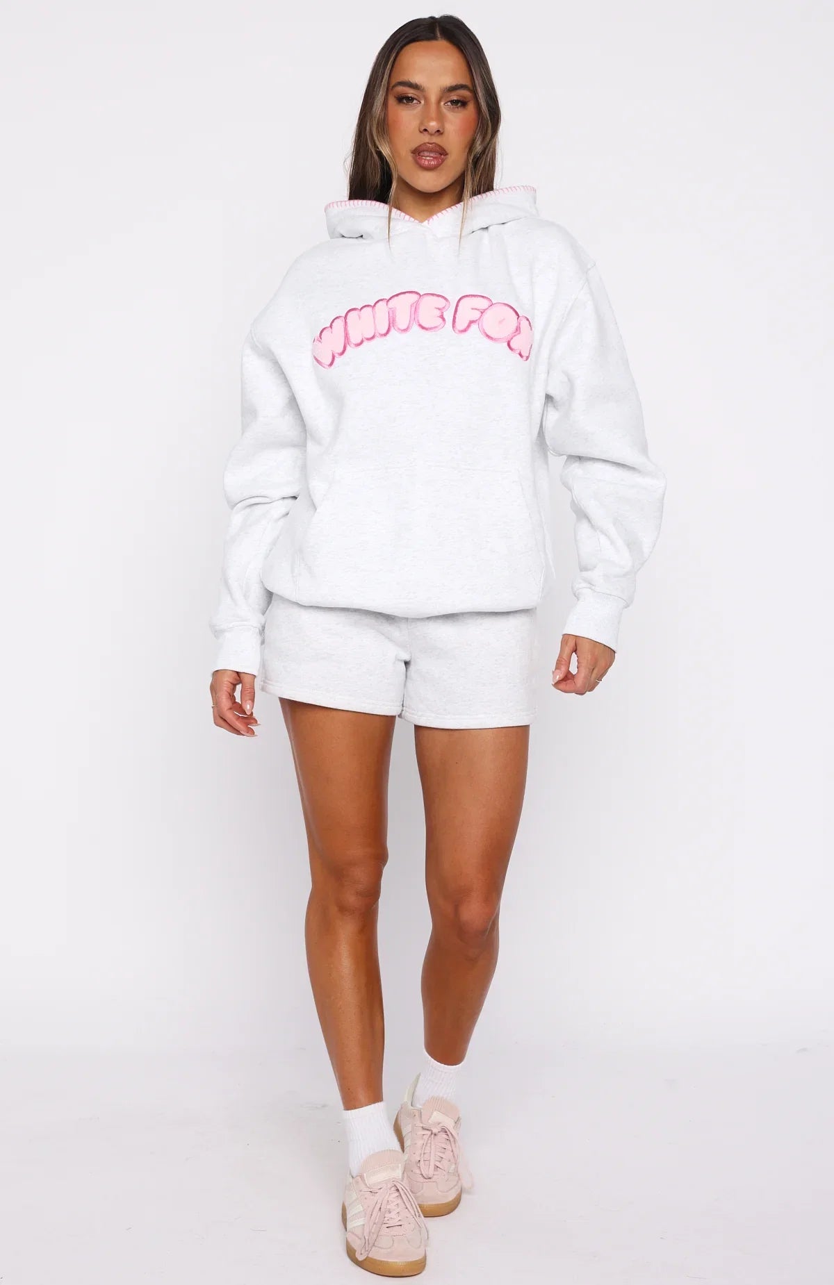 Vol 1 Front Graphic Oversized Hoodie Grey Marle