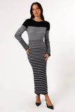 Camy Long Sleeve Midi Dress Black White