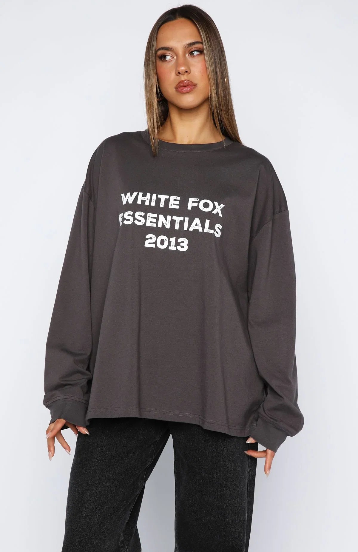 Feel The Vibe Long Sleeve Tee Charcoal
