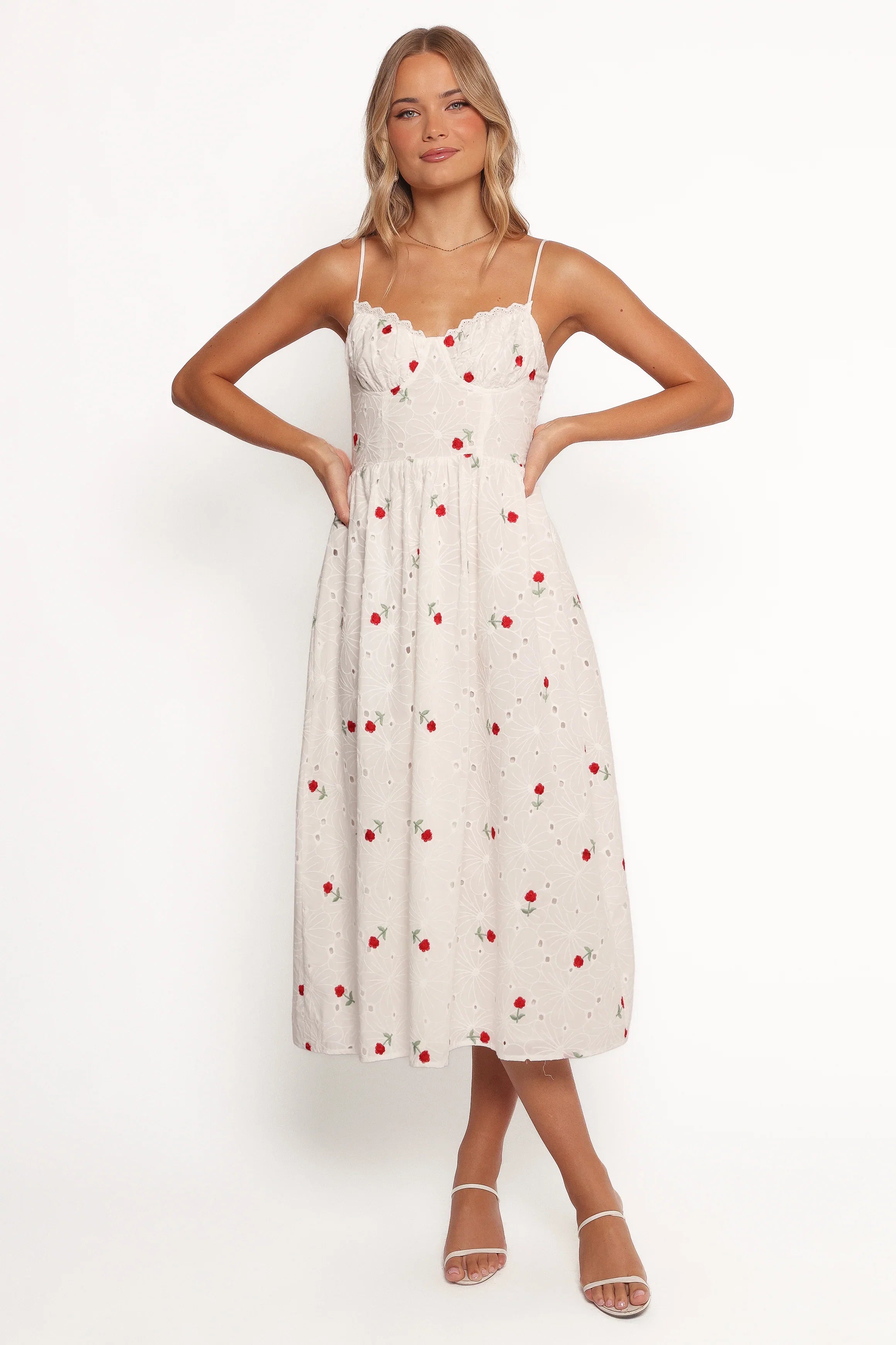 Paloma Maxi Dress White Red Floral