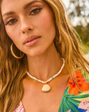 Elvina Beaded Seashell Pendant Necklace