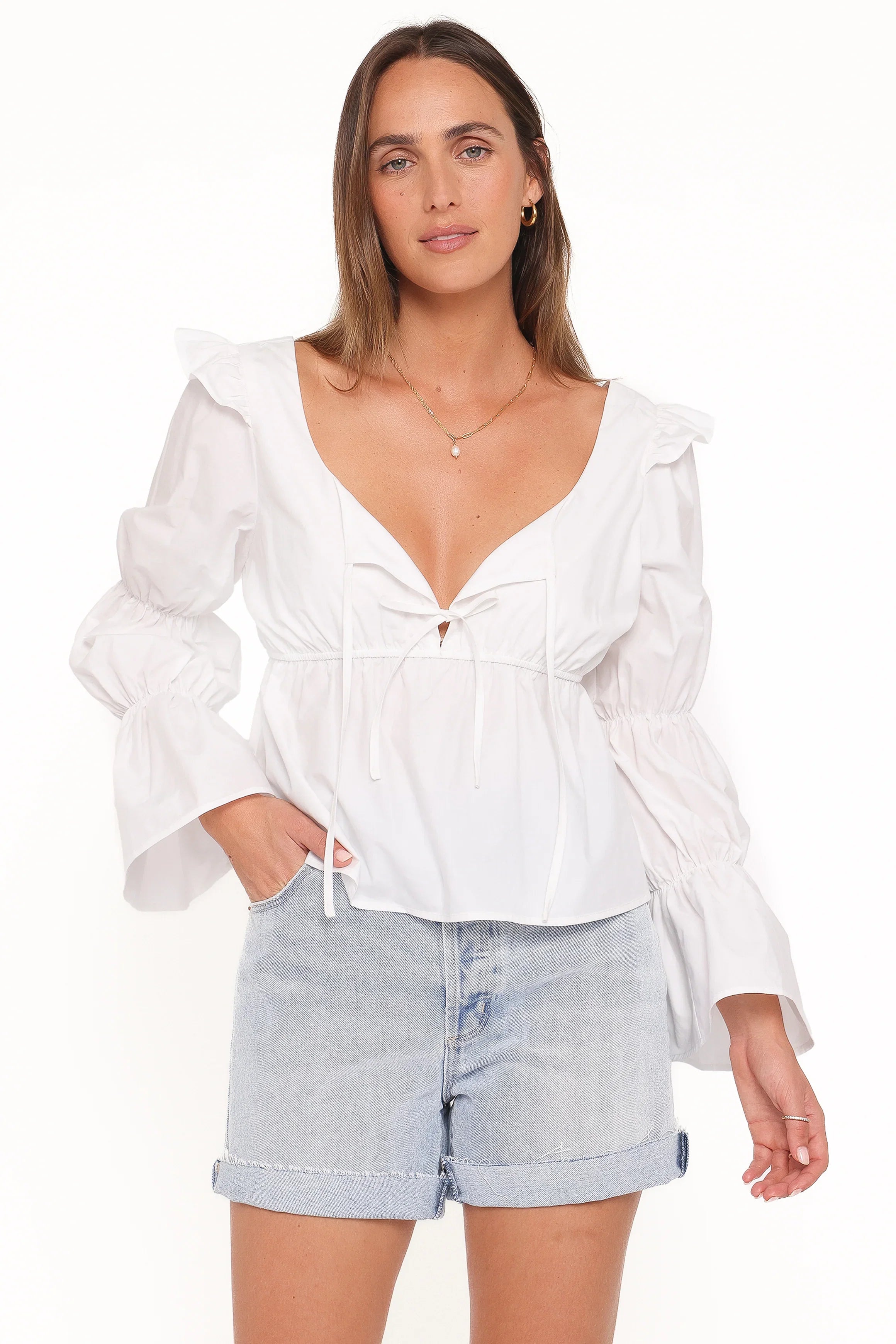 Bairbre Peasant Top White