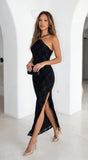 Zarevia Orbit Ring Mesh Maxi Dress Black