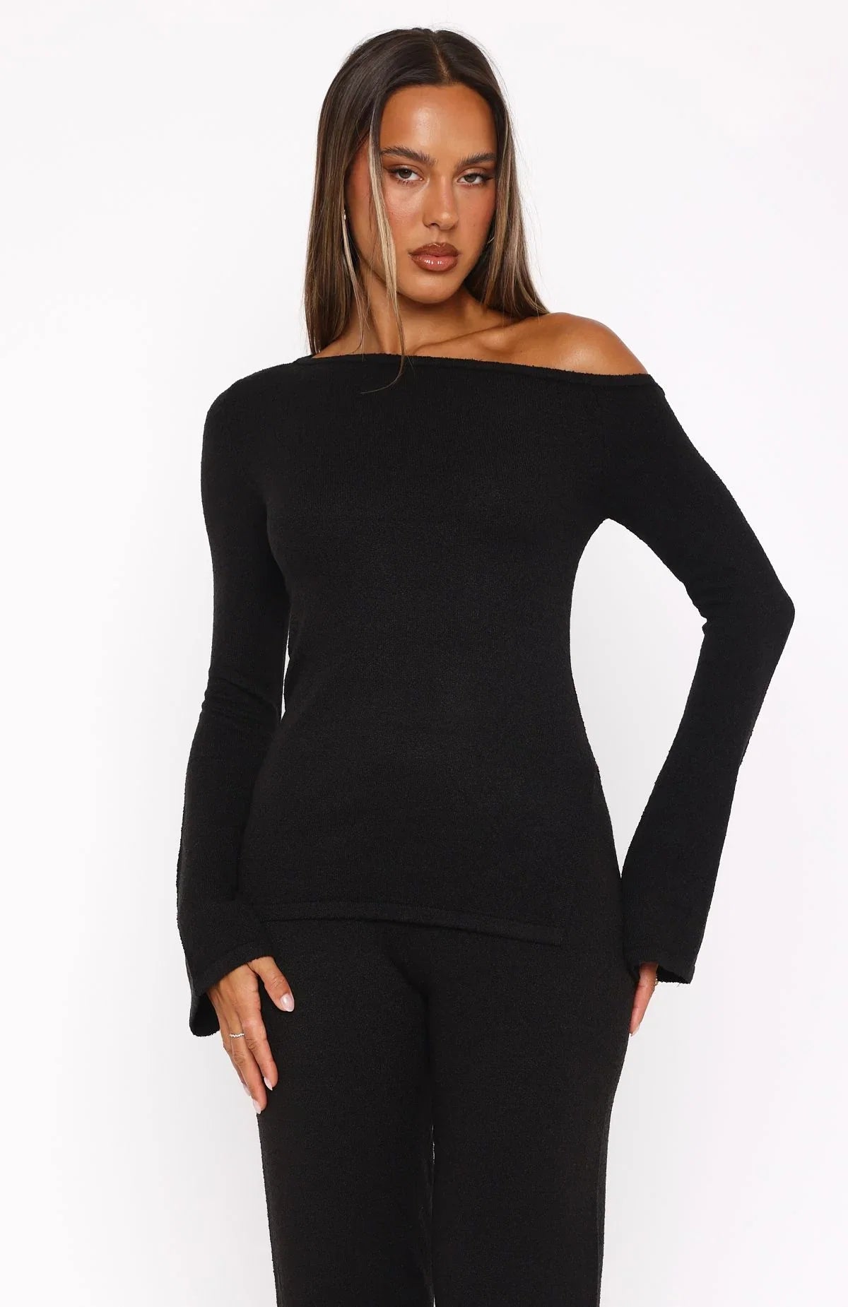 Well Be Fine Long Sleeve Top Black