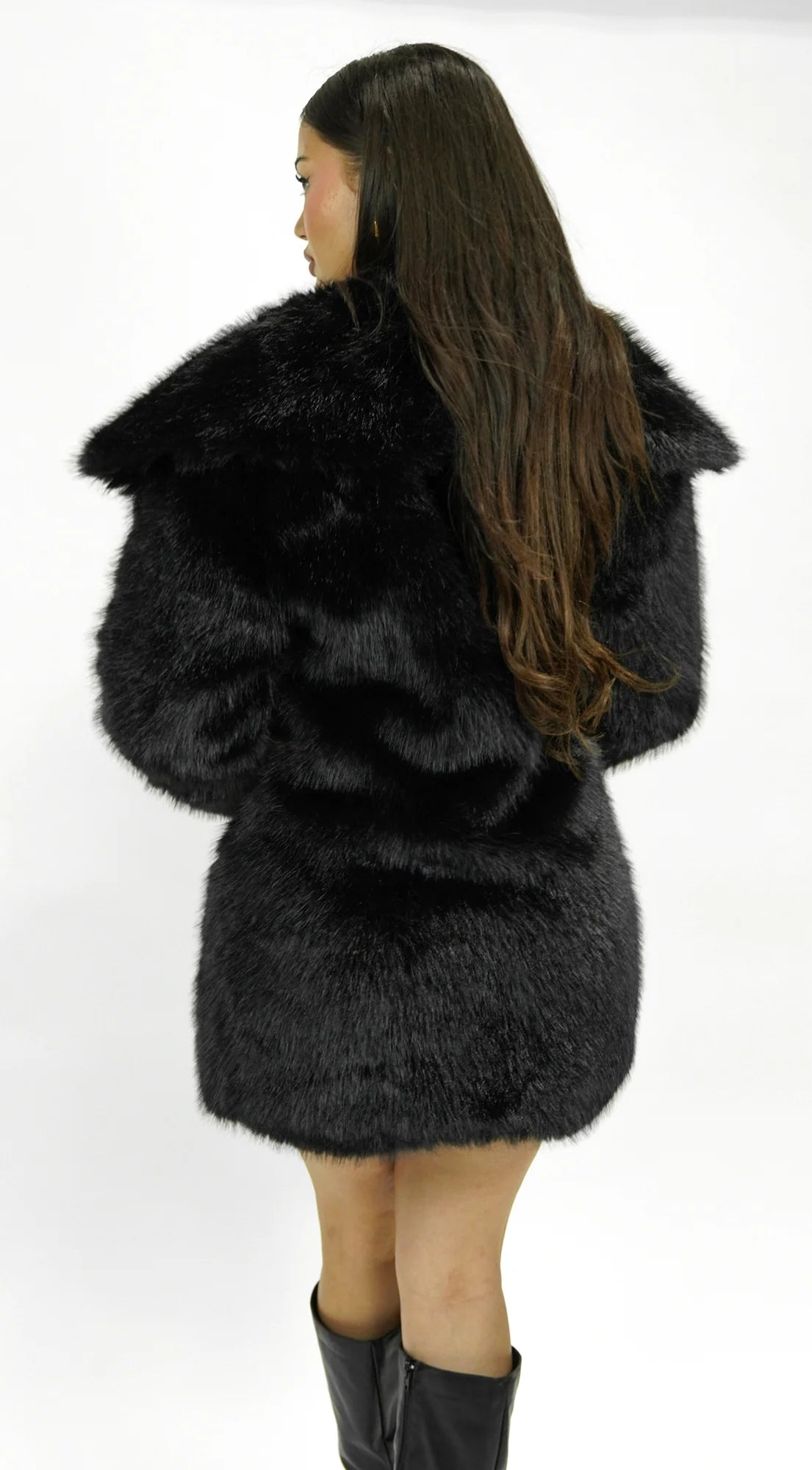 Cascade Faux Fur Coat Black