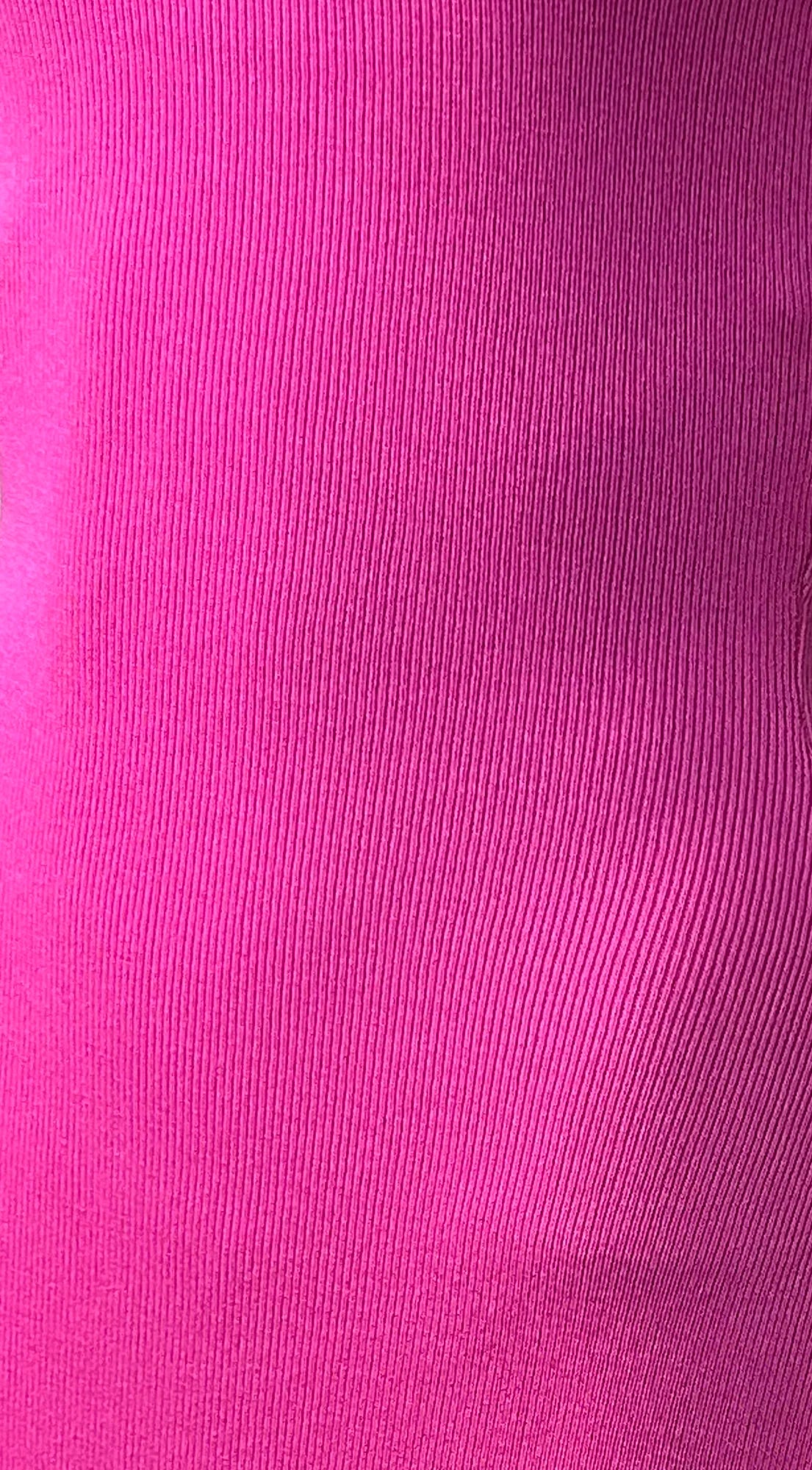 Sana Ribbed Side Slit Cami Midi Dress Fuchsia Pink