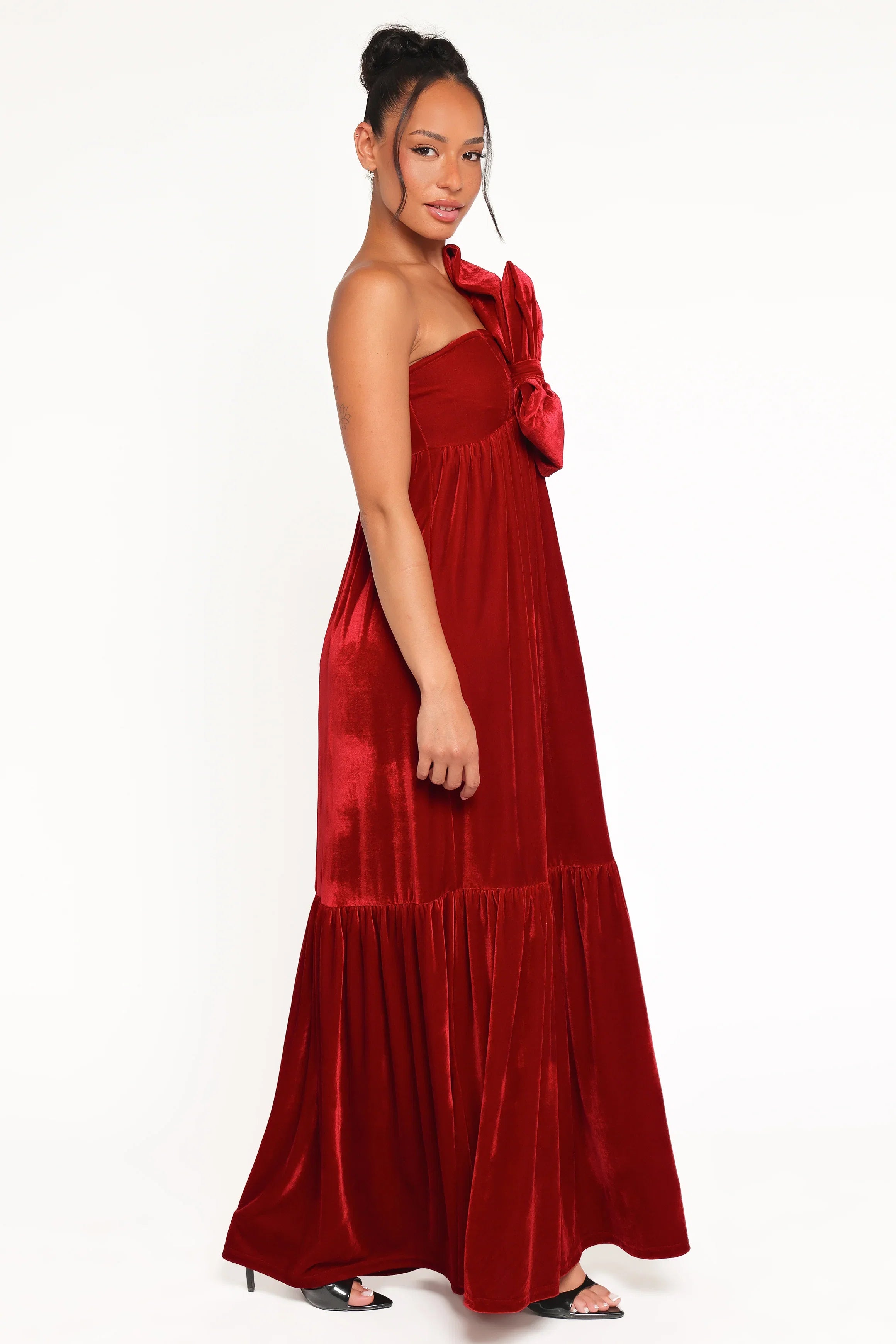 Betina Bow Front Maxi Dress Red Velvet