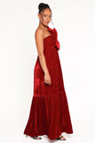 Betina Bow Front Maxi Dress Red Velvet
