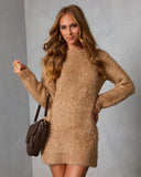 Hazely Fuzzy Knit Mini Sweater Dress