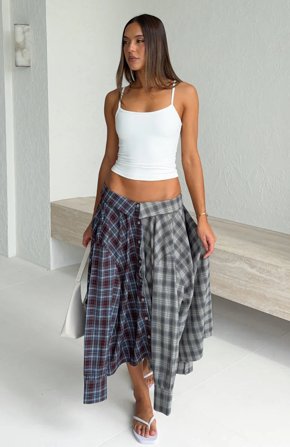 At First Light Button Up Shirt Blue Grey Check