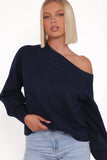 Ailis Off Shoulder Sweater Navy