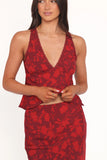 Kelso Top Burgundy Floral
