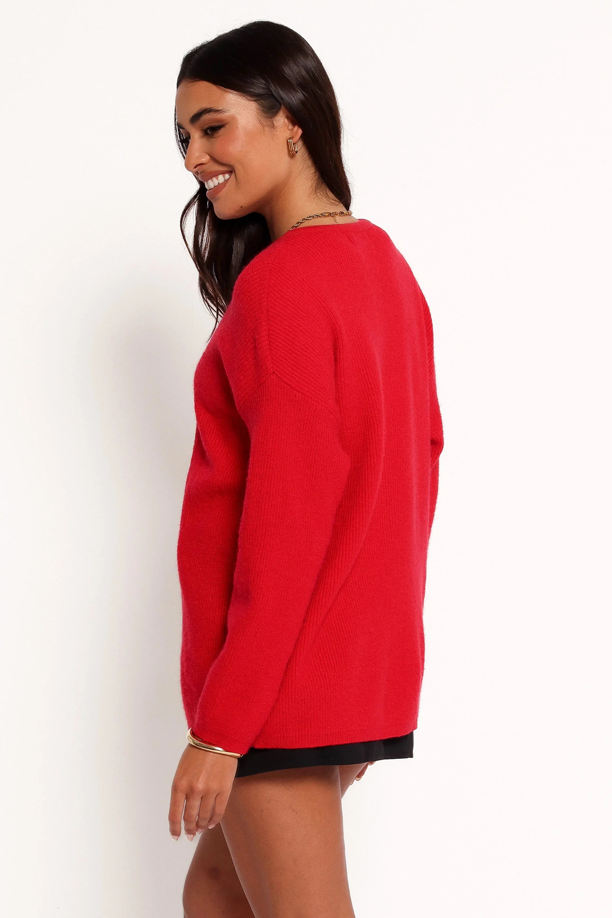 Astor Classic Button Up Cardigan Red