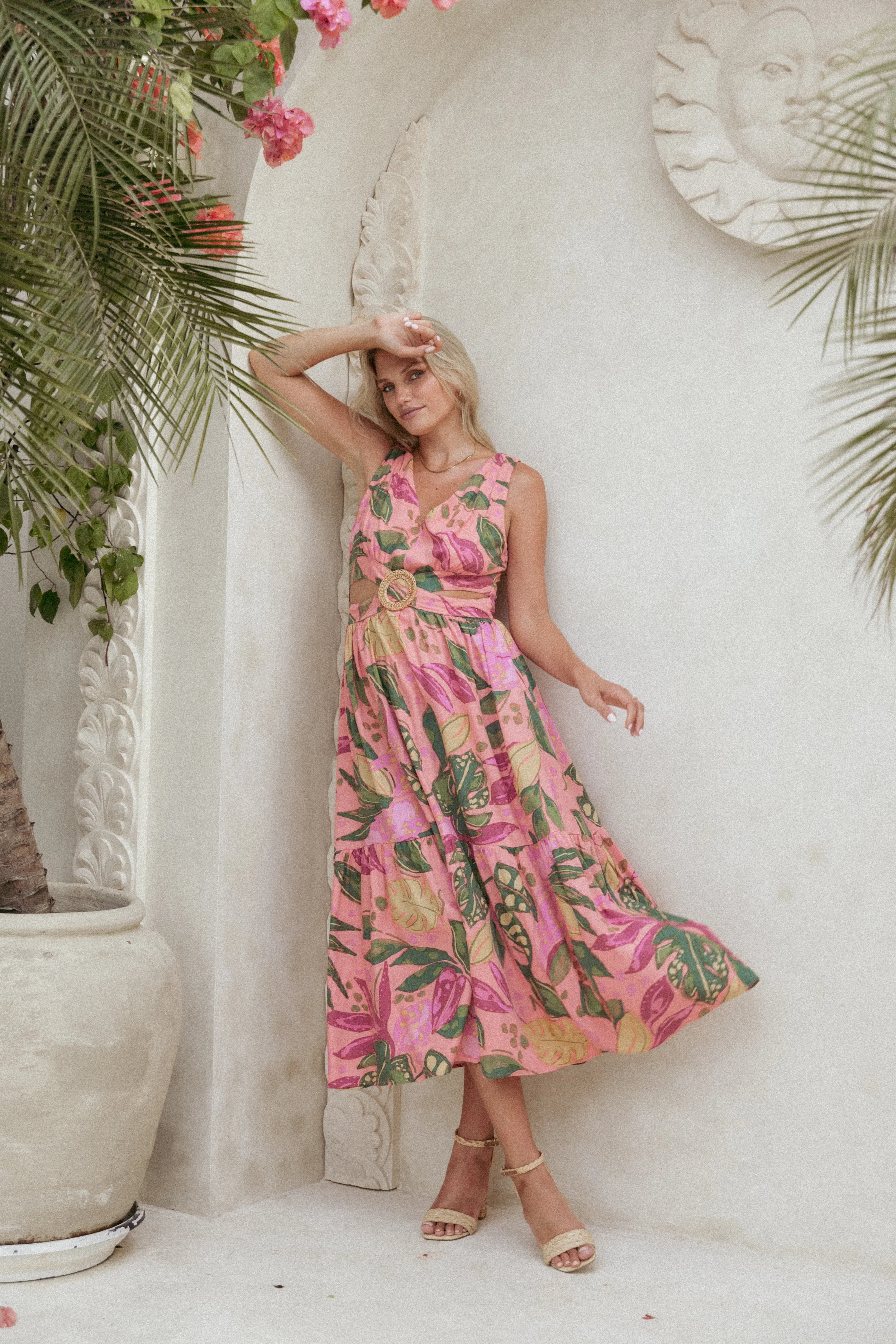 Oasis Midi Dress Pink Rio