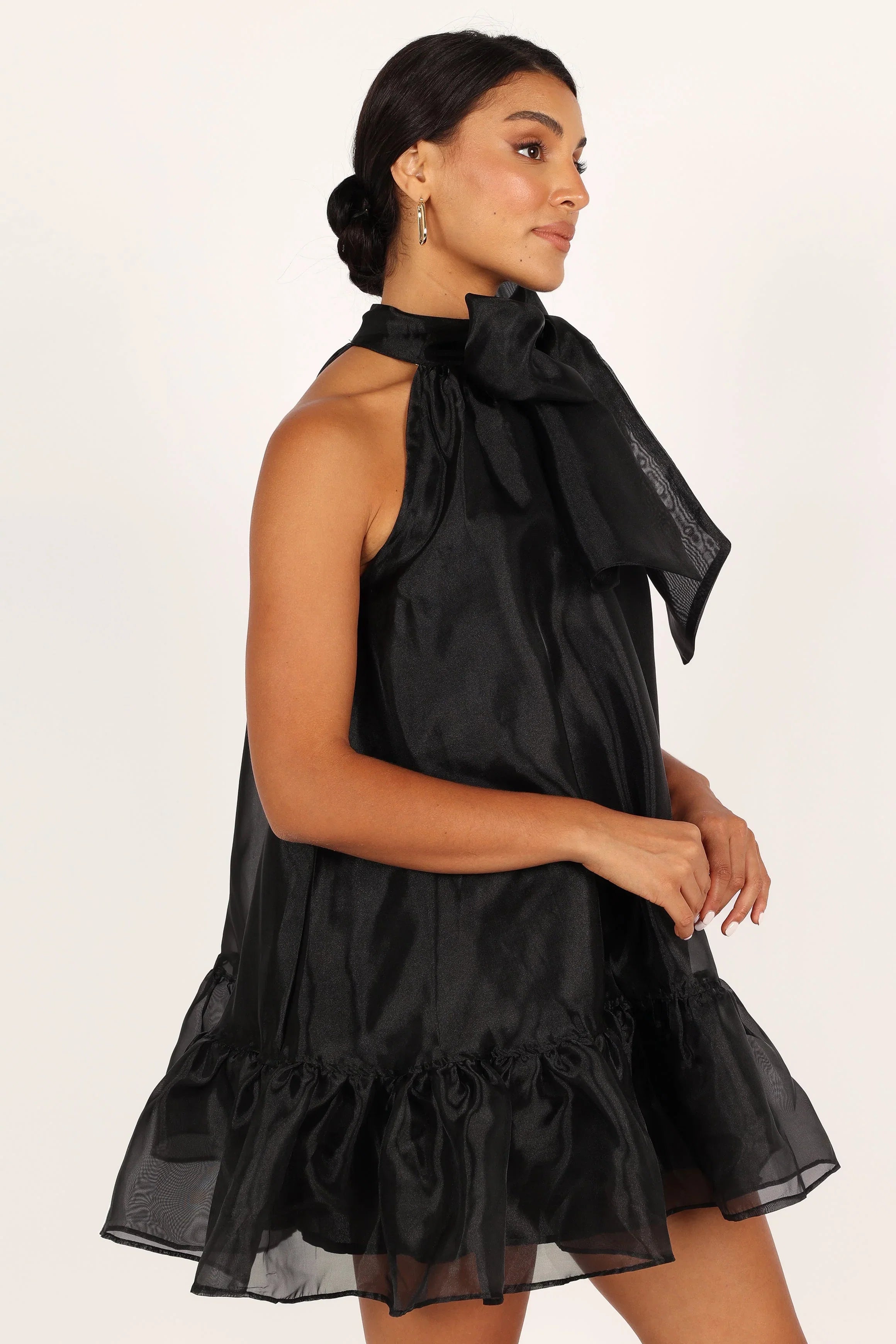 Sophia Bow Mini Dress Black
