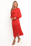 Laine Long Sleeve Midi Dress Red