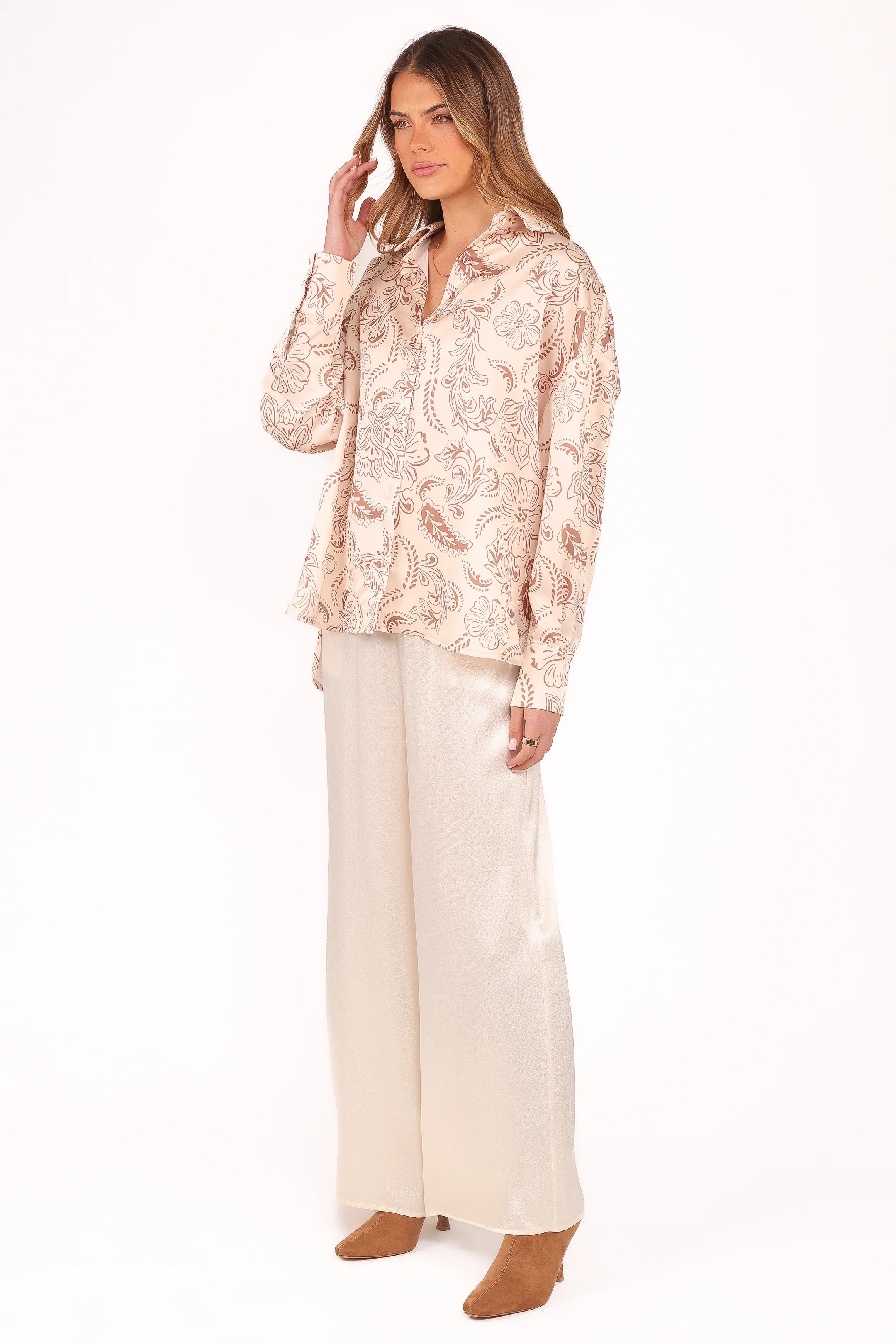 Valia Wide Leg Pant Cream