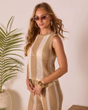 Poolside Daydream Striped Crochet Cover Up Top