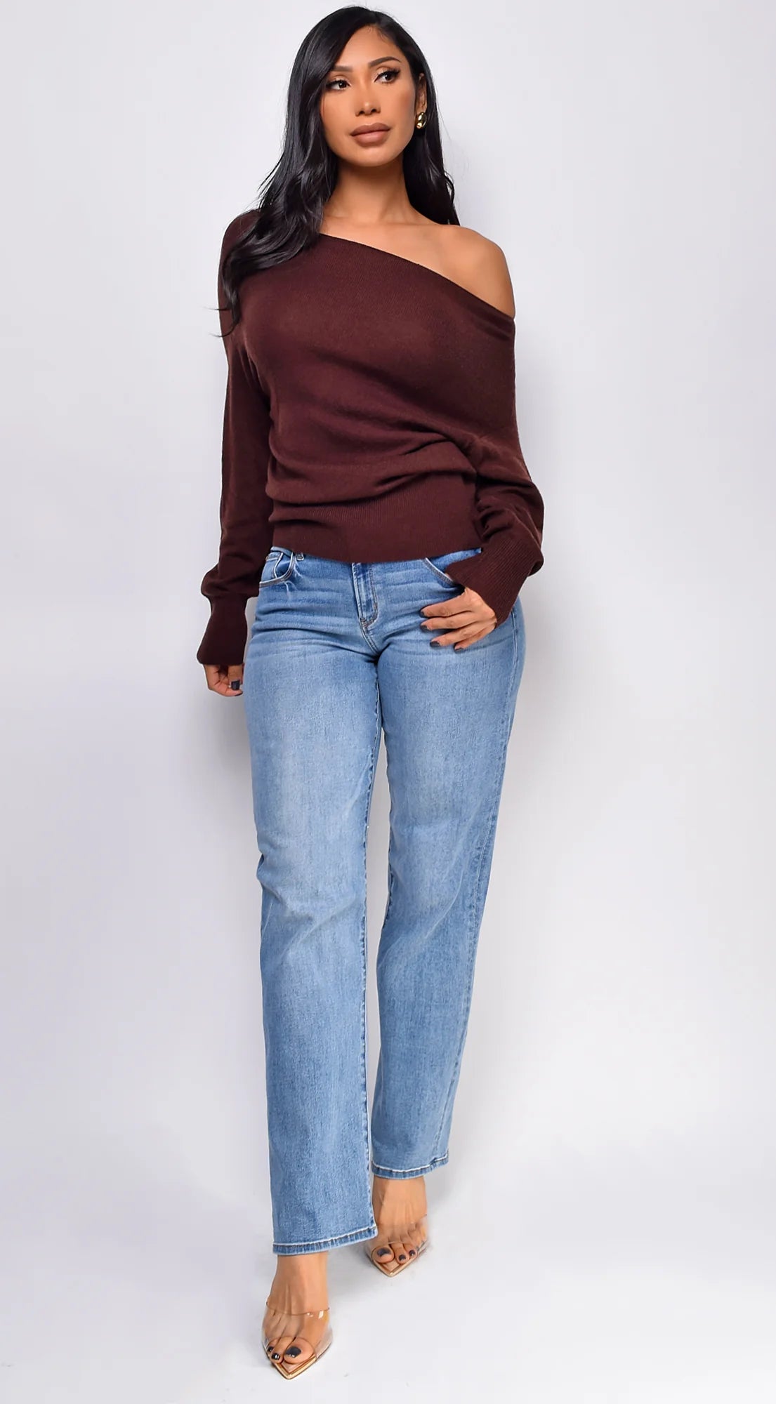 Alba Mid Rise Straight Leg Denim Jeans Blue