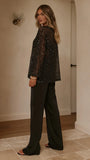 Zahni Sequins Long Sleeve Top Black