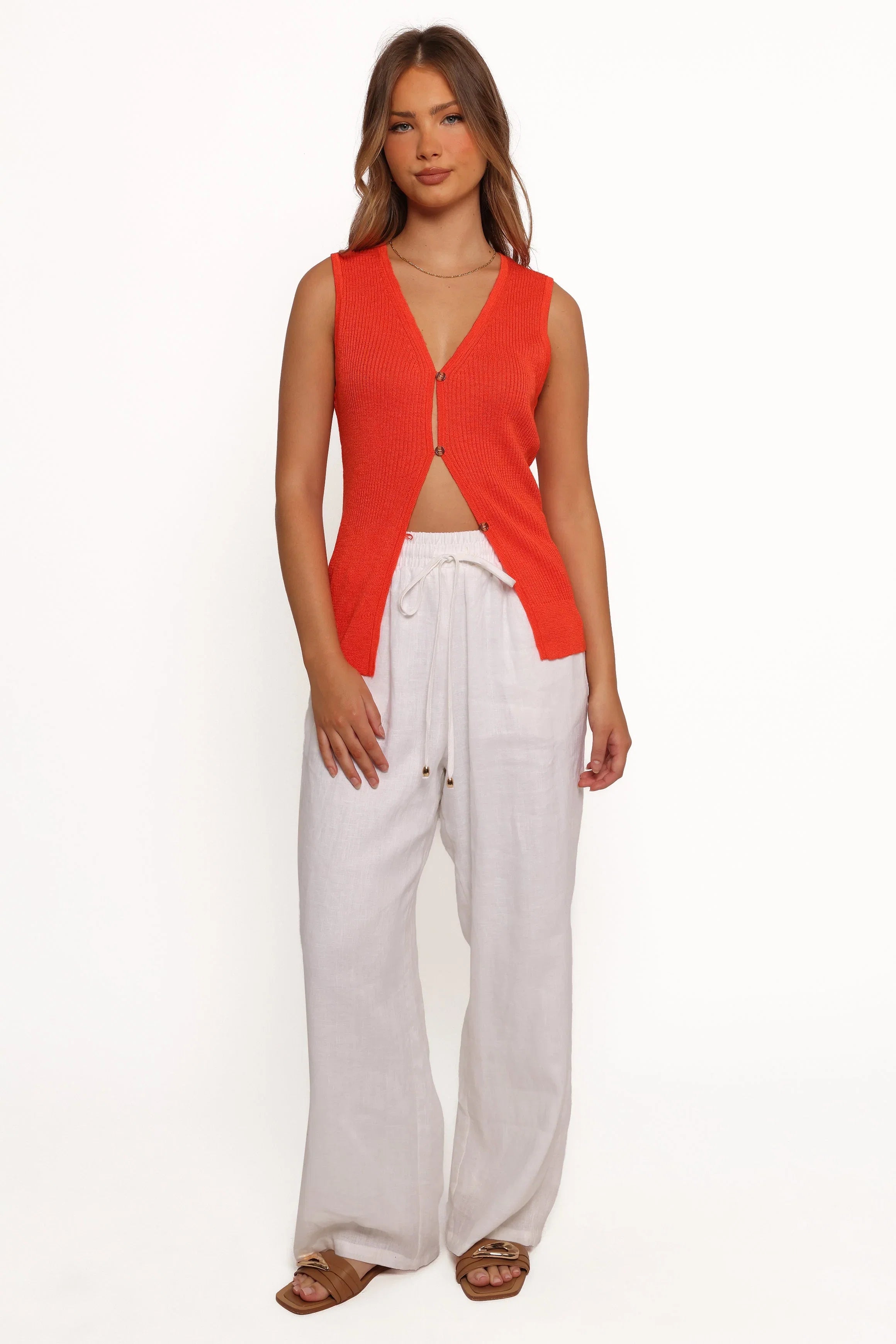 Parma Knit Vest Top Blood Orange