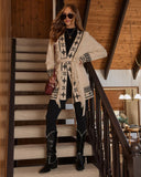 Winter Ember Abstract Waist Tie Cardigan