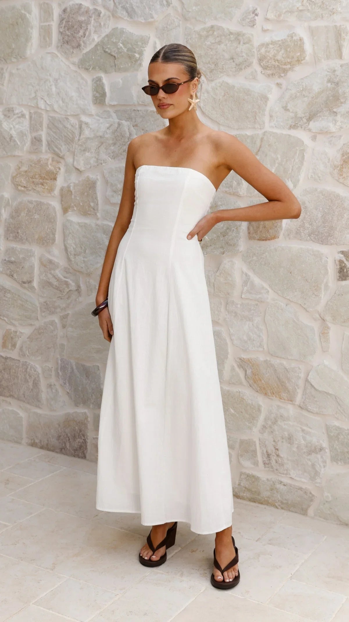 Astrid Strapless Maxi Dress White