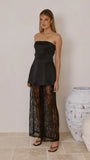 Harlean Strapless Top and Lace Pants Set Black