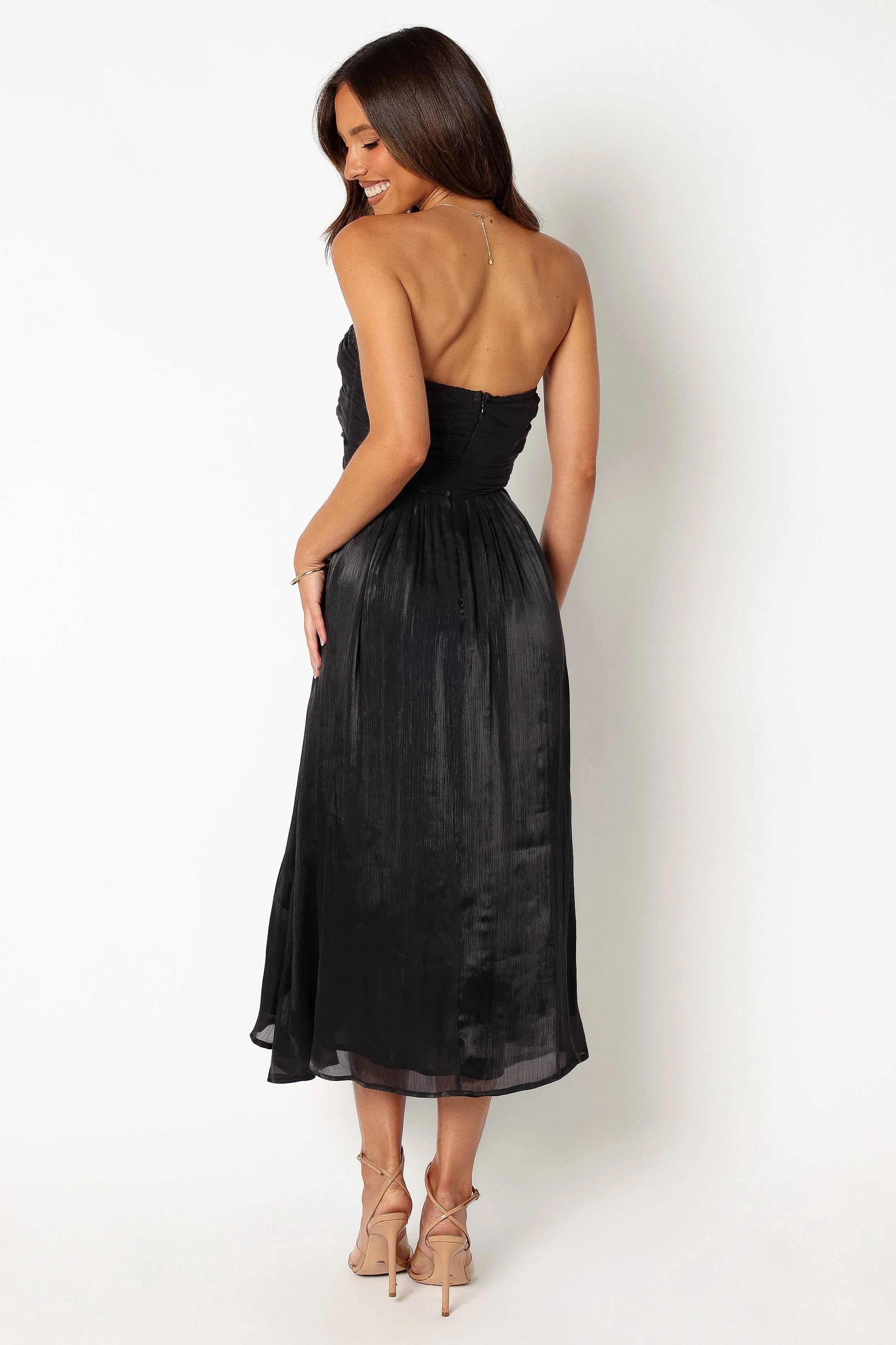 Mila Strapless Midi Dress Black