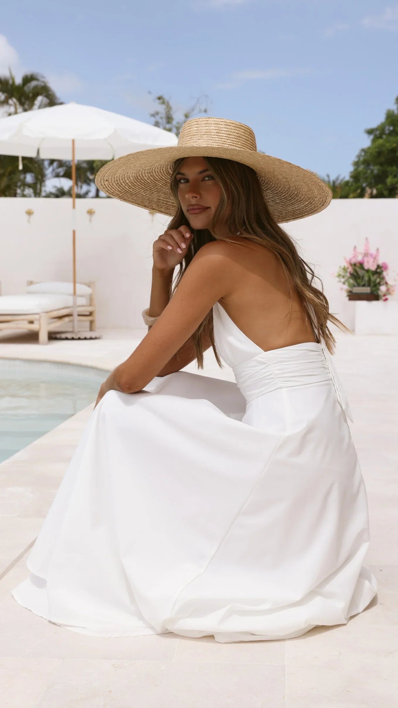Kathy Halter Neck Maxi Dress White