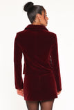Lainey Velvet Cropped Jacket Burgundy