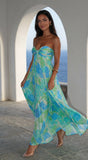 Sola Floral Strapless Maxi Dress Blue Multi