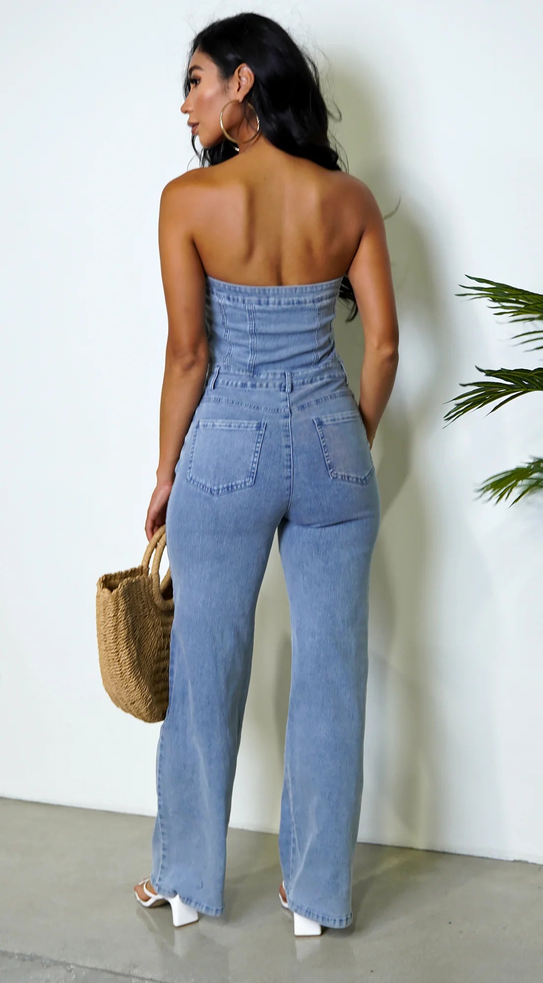 Dara Denim Tube Jumpsuit Blue