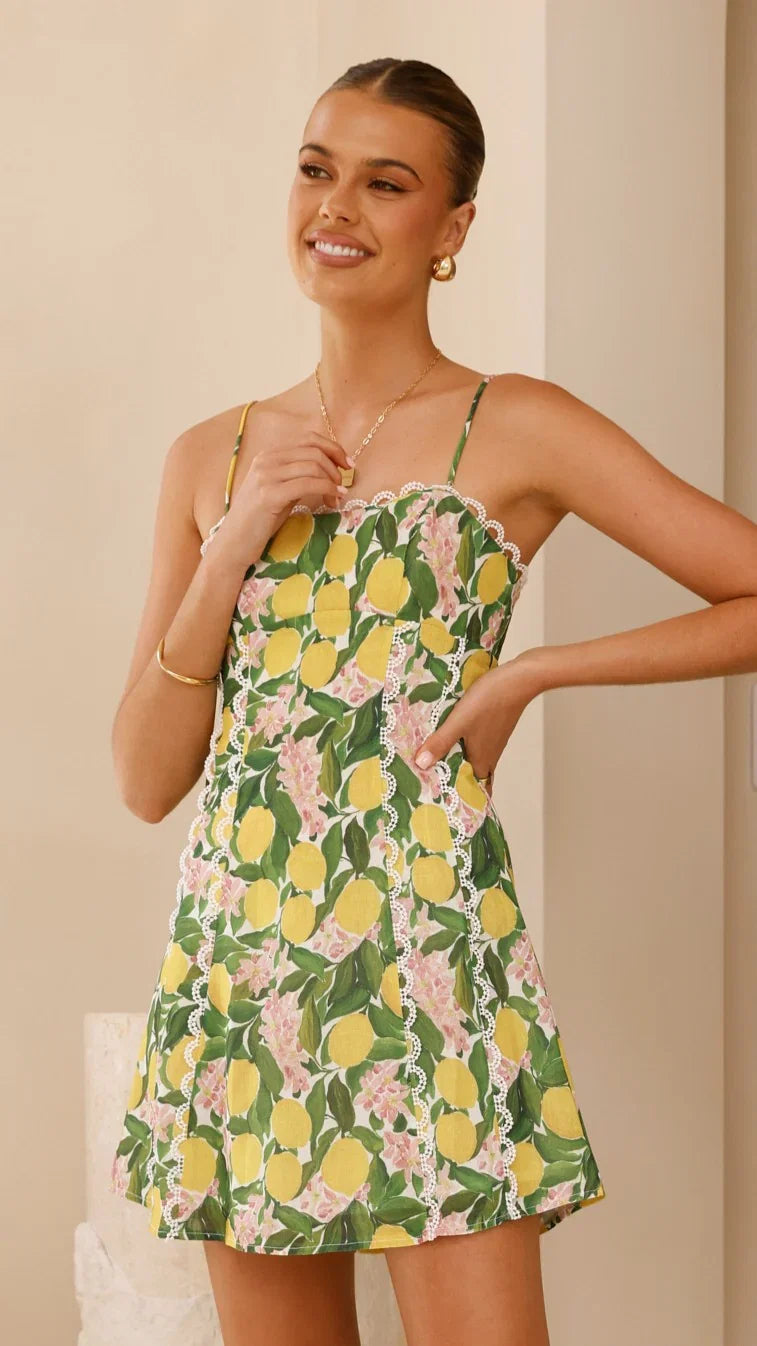Cartia Mini Dress Lemon Print