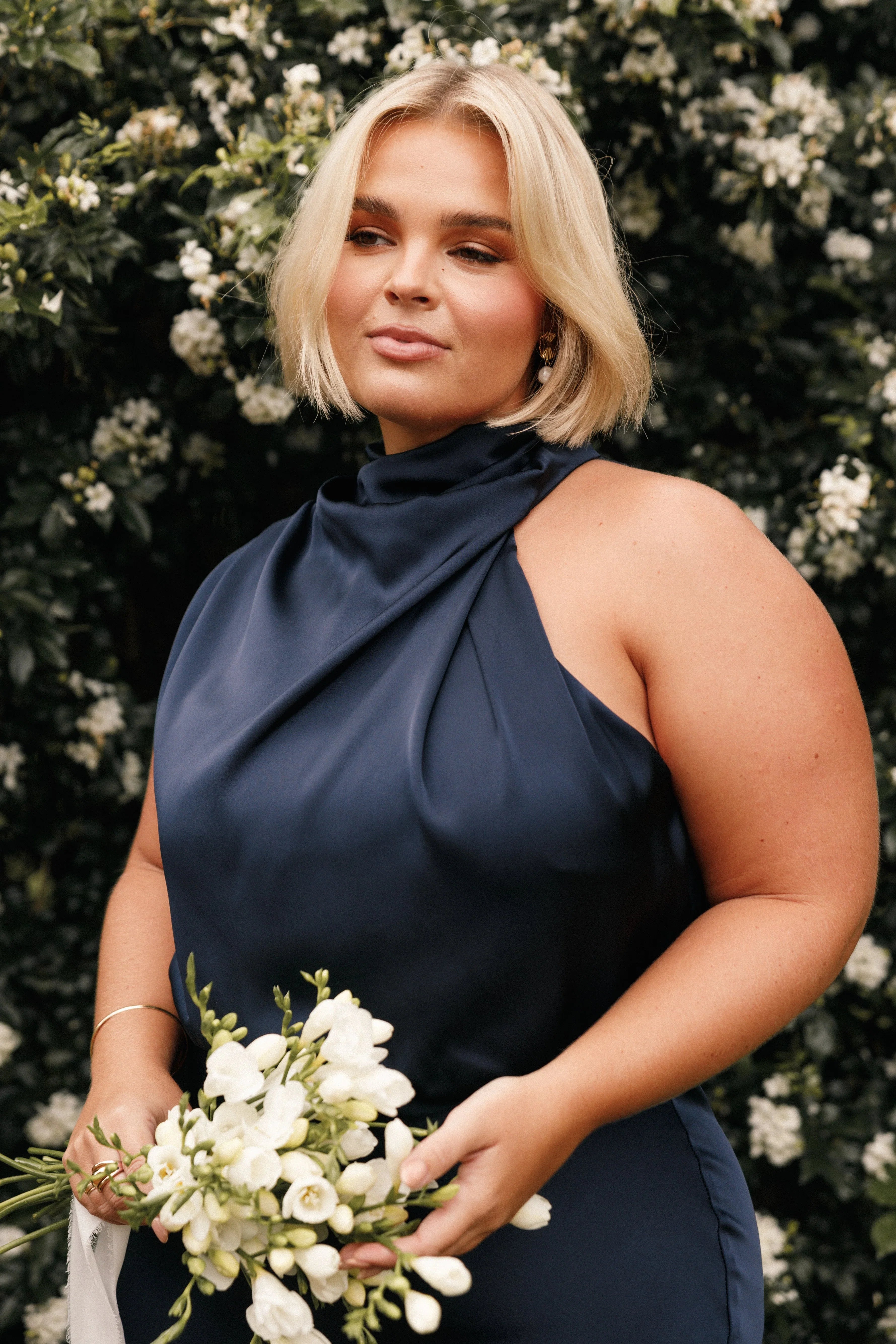 Anabelle Halter Neck Midi Dress Navy